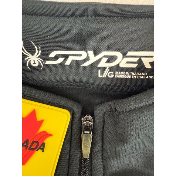 Spyder Canada Alpine Ski Men's 1/2 Zip shirt BLACK Webbing Long Sleeve Sz Large - Picture 4 of 10